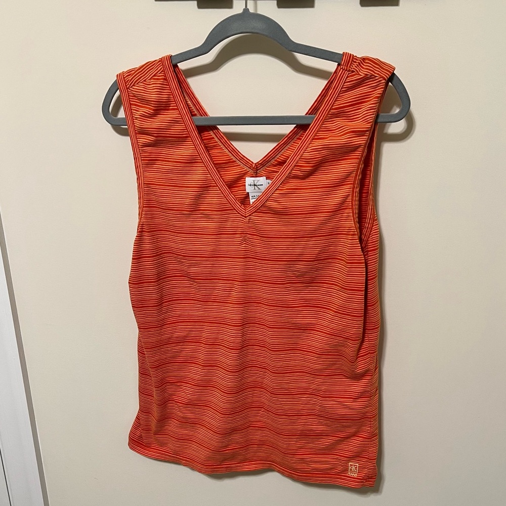 Calvin Klein Jeans Women’s Striped Tank Top / Size XL / Color Orange